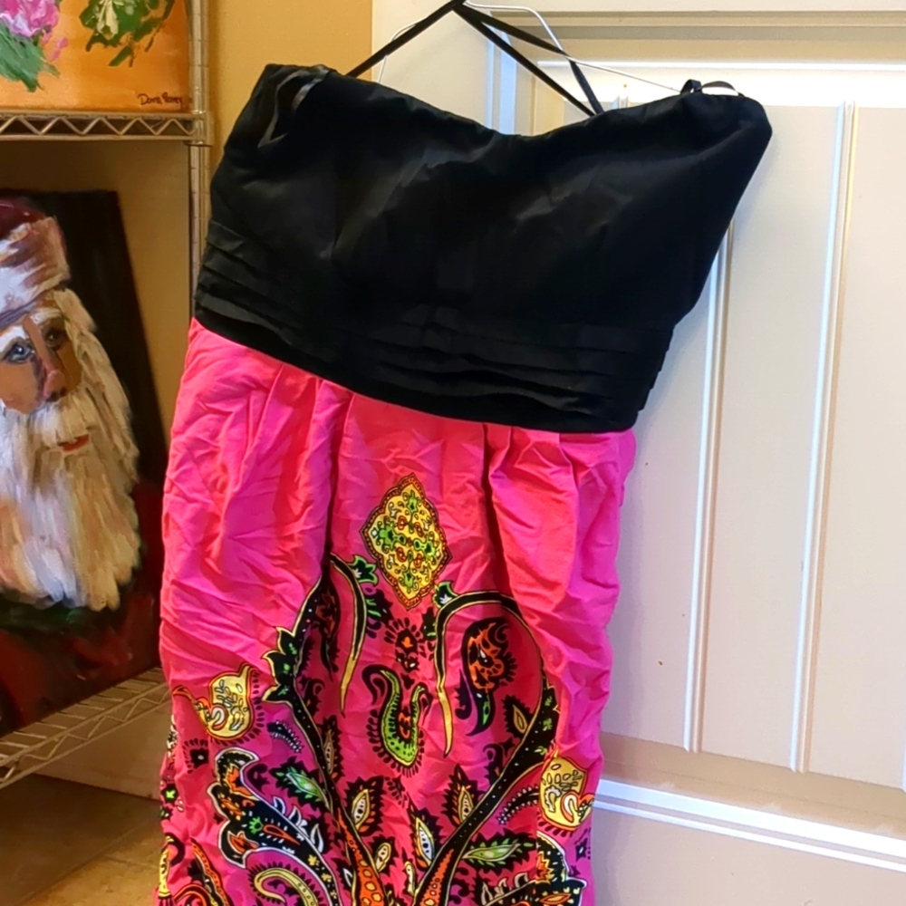 Women's plus size 20w strapless black pink yellow green dress bow in the back